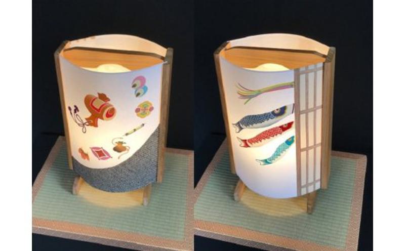 着物生地で作ったおしゃれな行灯 鯉のぼりと宝尽くし【あんどん 工芸品 和風 置物 壁飾り インテリア 大阪 泉佐野 大阪府 泉佐野市】