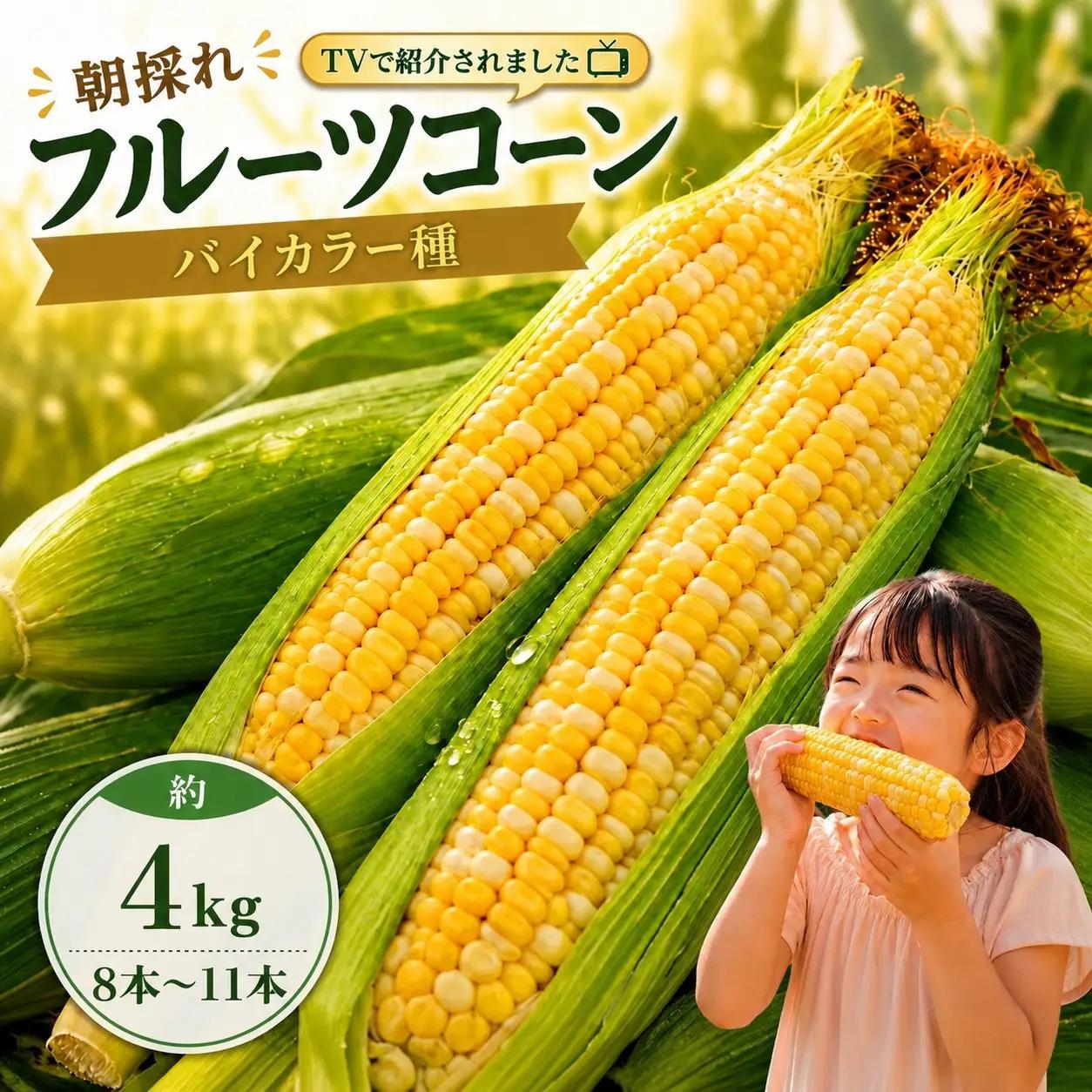 【2027年先行予約 】 フルーツコーン バイカラー種 約4kg(8～11本) とうもろこし