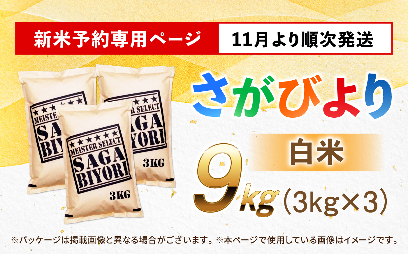 【令和8年産 新米 先行予約】 五つ星お米マイスター厳選！さがびより 白米 9kg（3kg×3袋） 吉野ヶ里町/大塚米穀店 [FCW037-11]