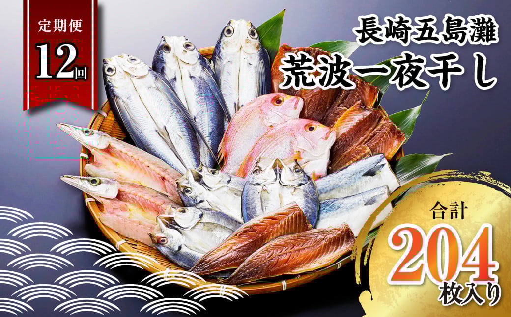 【全12回定期便】長崎五島灘荒波一夜干し 合計17枚 干物 ひもの 海鮮 魚介 海の幸 秘伝の一品 山道水産