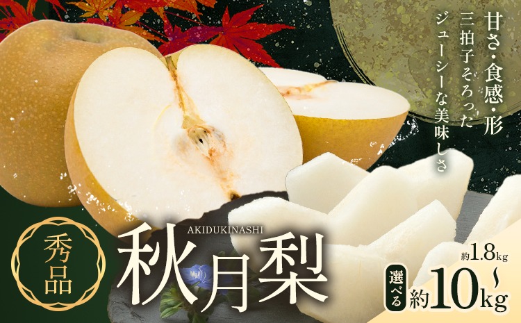 梨 秀品 秋月梨 選べる内容量 約1.8kg 約5kg 約10kg 日本フルーツ《9月上旬-9月末頃出荷》熊本県 長洲町 なし 梨 果物 フルーツ デザート ギフト ご贈答---sn_cnfakn_ac9_r8_10500_1800g---