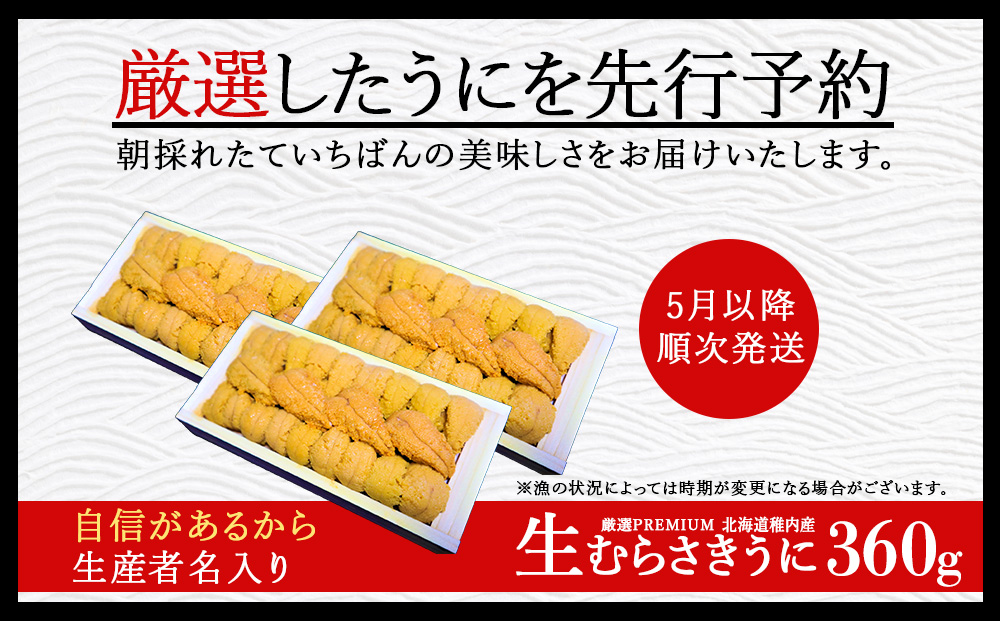 【厳選PREMIUM】美味しいウニは昆布の名産地にあり!生むらさきうに360g
