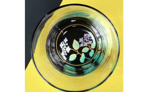 みよし漆器本舗 ぬりもん de Verre フリーグラス 単品 210ml 蒔絵 紀州塗り 黒／アジサイ
