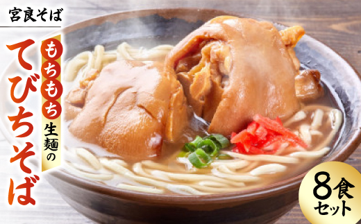 宮良そば もちもち生麺のてびちそば 8食セット(特製スープ付き)【配送不可地域：離島】