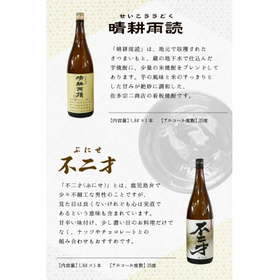 焼酎「晴耕雨読・不二才」1.8Lセット