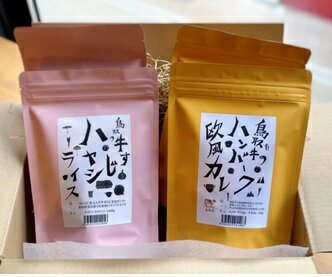 【ふるさと納税】ハンバーグ欧風カレーと牛すじハヤシライスセット 400g×4個 セット 冷凍【25-017-015】食LABO 鳥取牛 大山町産の蕎麦の実使用 調理済 レンジ 温めるだけ 簡単 お取り寄せ グルメ 肉 加工品 惣菜 鳥取県 米子市