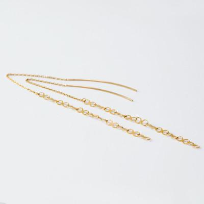 ふるさと納税 大津市 【K10イエローゴールド チェーンピアス】揺れるインフィニティチェーン モテ感あふれる 両耳セット |  | 01