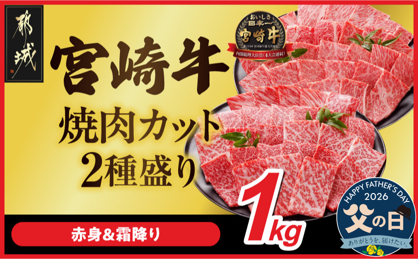 【父の日】宮崎牛焼肉2種セット500g×2パック≪6月18日～21日お届け≫_AC-N2-002-1kg-FG