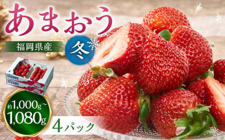 福岡産【冬】あまおう4パック いちご 苺 イチゴ 果物 くだもの フルーツ 冷蔵 【2024年11月下旬～2025年1月下旬発送予定】