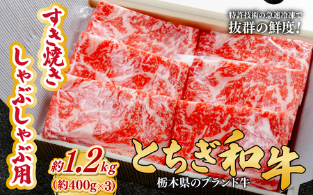 とちぎ和牛のすき焼き・しゃぶしゃぶ用 1.2kg（400g×3）【栃木県共通返礼品】 | 和牛 すき焼き 栃木県 茂木町