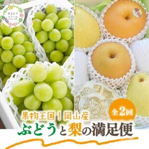 【発送月固定定期便】【2026年先行予約】シャインマスカット計2kg～と梨2-3種上級品岡山産全2回【配送不可地域：離島】【4067489】