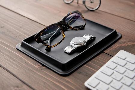 colmレザートレイLサイズ　ブルー　立体成型で作った本革製トレー