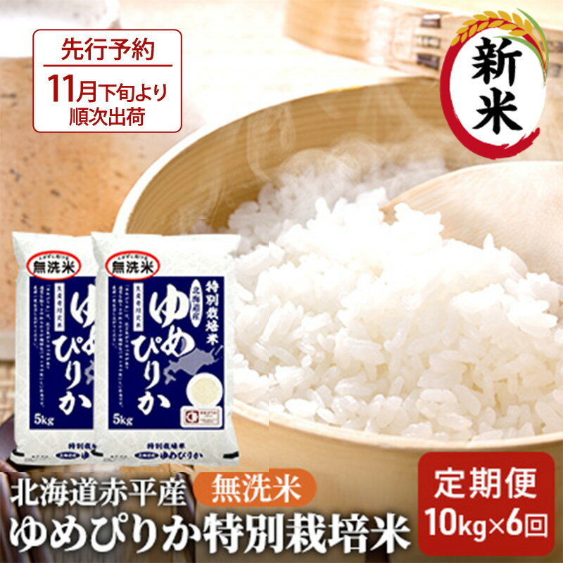 【ふるさと納税】無洗米 北海道赤平産 ゆめぴりか 10kg (5kg×2袋) 特別栽培米 【6回お届け】 米 北海道 定期便 　お届け：2025年11月下旬より順次出荷
