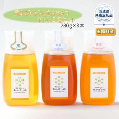 ふるさと納税 那珂市 季節で移ろう田舎はちみつボトル3種セット【ピタットボトルB3】【茨城県共通返礼品/五霞町】