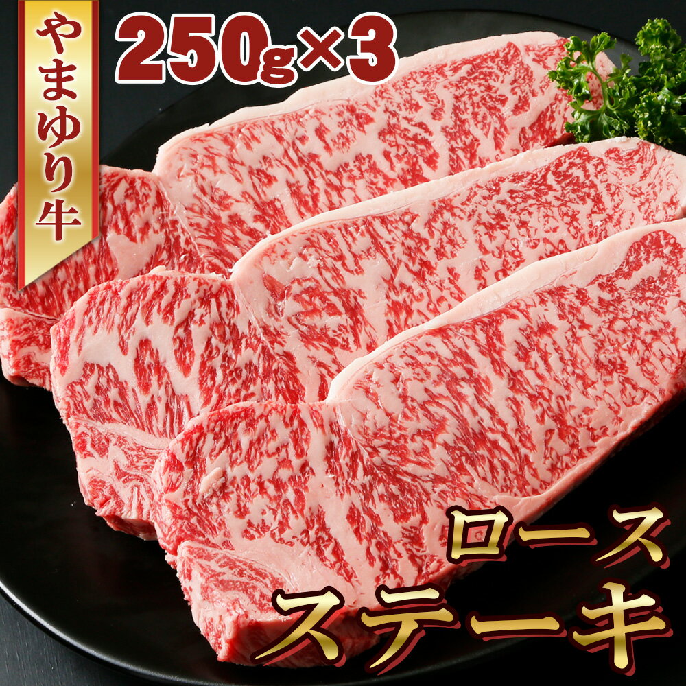 【ふるさと納税】やまゆり牛　ロース　ステーキ　250g×3枚 ／ 肉 牛肉 牛 国産 ブランド牛 かながわブランド 旨味 風味 柔らかい 送料無料 神奈川県