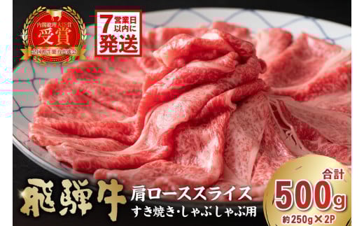 飛騨牛　肩ローススライス（すき焼き・しゃぶしゃぶ用）500g（250g×2）