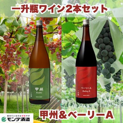 ふるさと納税 笛吹市 【モンデ酒造】一升瓶ワイン2本セット(甲州、ベーリーA、各1本)