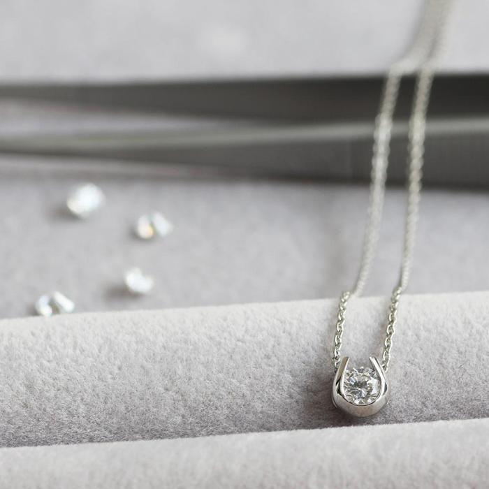 【ふるさと納税】サステナブルなジュエリーを ラボグロウンダイヤモンド Pt900ネックレス 0.2ct 馬蹄デザイン　LAB-PT900-006