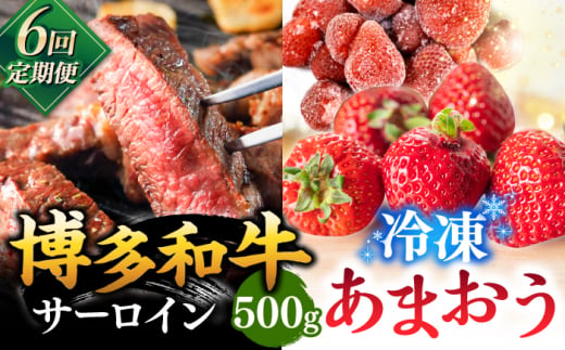 【全6回定期便】【訳あり】博多和牛 サーロインステーキ ＆ あまおう セット1.3kg ▼ 訳あり 訳アリ ワケアリ わけあり 理由あり 大容量 不揃い 規格外 牛肉 肉 にく 返礼品 お肉 家族 口コミ 食材 果物 果実 福岡 あまおう 福岡 博多 いちご イチゴ 苺 高級 定期便 桂川町/株式会社 MEAT PLUS [ADAQ067]