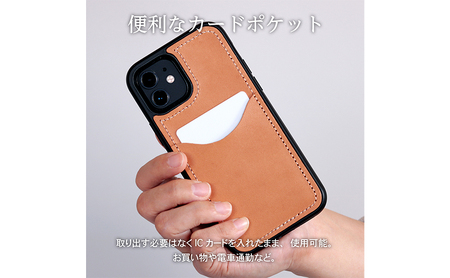 iPhoneケース  iPhone 12/12Pro ケース カードポケット スマホケース 本革 AG1924  BLACK