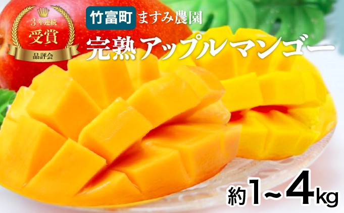 
            【内容量が選べる】2026年 先行予約 アップルマンゴー 約1〜4kg (2～12玉) 完熟 マンゴー ますみ農園 果物 フルーツ
          