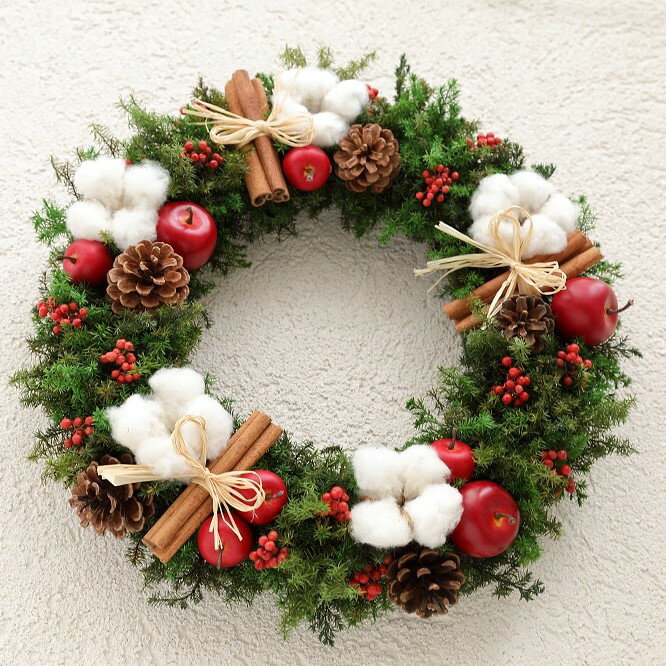 【ふるさと納税】【クリスマス限定！申込は11月30日まで】プリザーブドフラワー クリスマスリース・ラージ＜Fine＞ ｜花 ギフト プレゼント アレンジ おしゃれ 母の日 誕生日 結婚祝い 退職祝い お祝い クリスマス