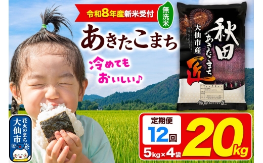 ＜令和8年産 新米受付＞《定期便12ヶ月》米 あきたこまち【無洗米】20kg（5kg×4袋）秋田県大仙市産 精米 令和8年産 [新米 先行予約 通算23回 特A 秋田県産 あきたこまち アキタコマチ 秋田こまち 秋田小町 コメ kome 米どころ 5 キロ 小分け ご飯 ごはん サンファーム西木 大仙市]