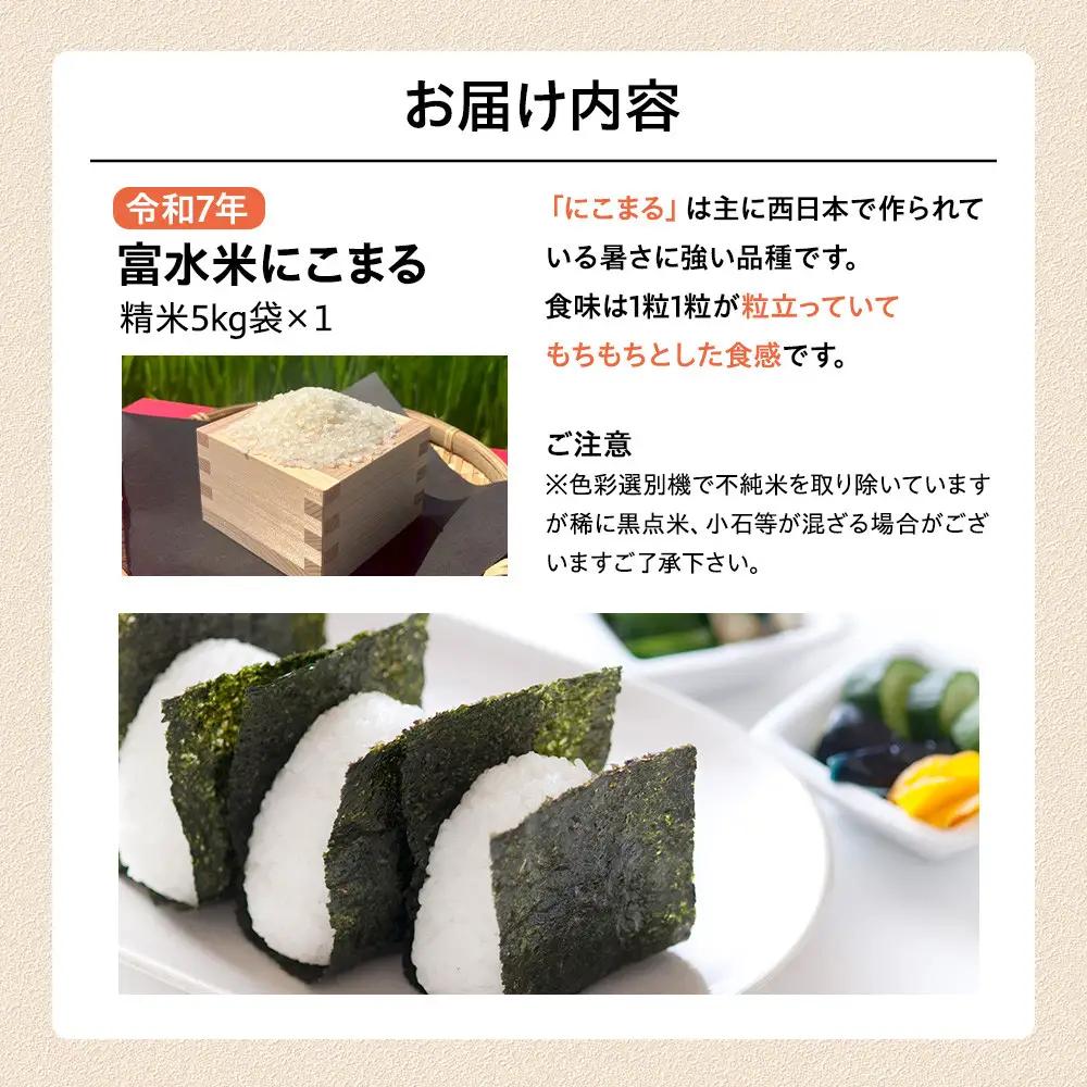 【ふるなびWEEK対象】令和7年産　富水米　精米　5kg　にこまる