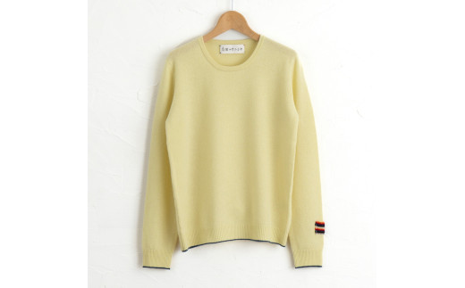 ラウンドネックプルオーバー(L.イエロー )男性用サイズ:L(44)≪白田のカシミヤ≫