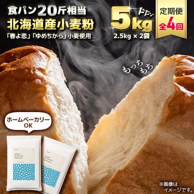 ふるさと納税 室蘭市 【毎月定期便】「春よ恋」「ゆめちから」ブレンド小麦粉 パウダースノー(パン用強力粉)5kg全4回