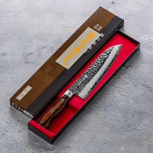 H50-48 さくさく 鎚目ダマスカス 三徳包丁 180mm（安田刃物）_イメージ4