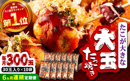 【全6回定期便】タコが大きな和風味 SHINSHIN たこ焼き 30個入り ×10袋 《豊前市》 【SHIN SHIN】 冷凍 大粒 たこ焼き [VAT020]