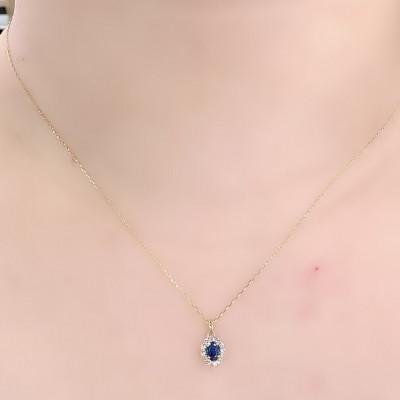 ふるさと納税 松山市 K18　サファイヤ　/　ダイヤモンド　ペンダントネックレス |  | 01