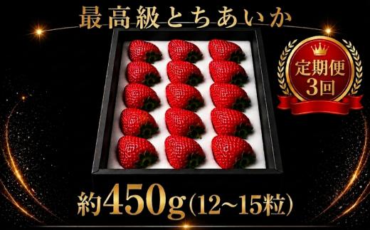 いちご【先行予約】【定期便3回】とちあいか贈答用 黒箱 いちご プレミアム ギフトBOX 定期便3回 1回のお届け約450g 総量約1350g【栃木県 真岡市産】いちご 果物 イチゴ 苺 旬 産地直送 国産