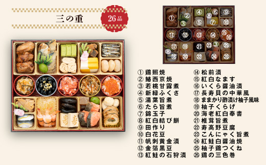 千賀屋謹製 2026年 迎春おせち料理「千富士」和風三段重 6～7人前 全71品　冷蔵