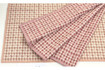日本製ウール毛布 ひざ掛け(千鳥・ピンク系) [0480]