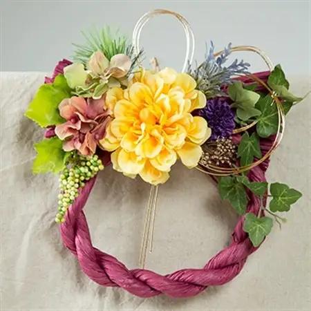 年中飾れるお正月しめ縄飾り(アートフラワー)A_花・観葉植物 造花・プリザーブドフラワー 花 _【1418571】
