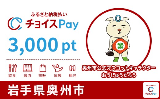 
                  奥州市チョイスPay 3,000pt【会員限定のお礼の品】
                