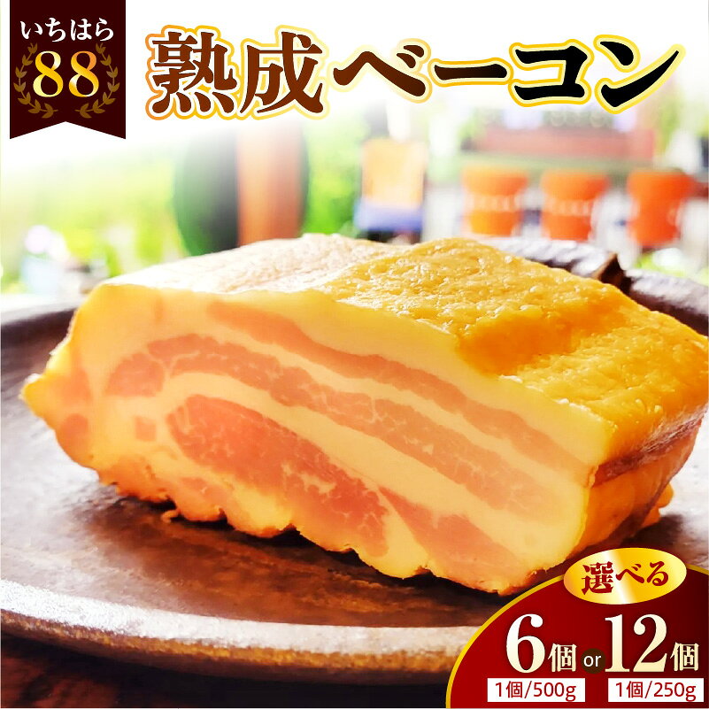 【ふるさと納税】 いちはら88 熟成 ベーコン ( 選べる内容量 : 約250g × 12個 / 約500g × 6個 ) | 肉 豚肉 豚 養老もち豚 もち豚 おかず おつまみ スモーク BBQ バーベキュー 料理 加工品 加工肉 冷凍 小分け ギフト お取り寄せ グルメ 送料無料 市原 千葉県 市原市