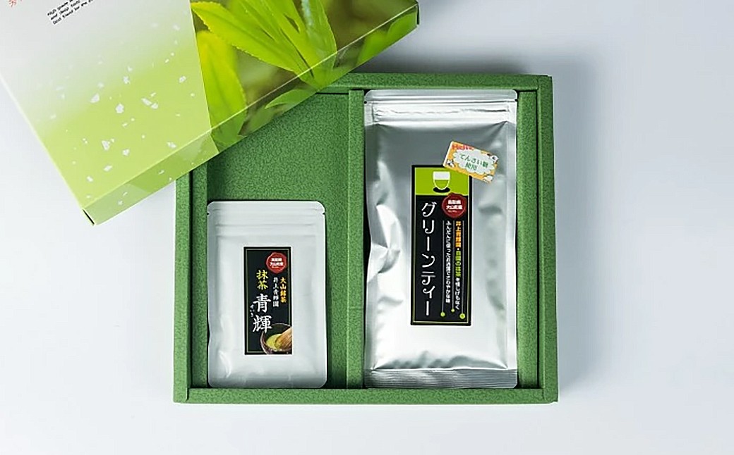 お茶屋さんのおいしいお茶「井上青輝園」の抹茶とグリーンティーセット