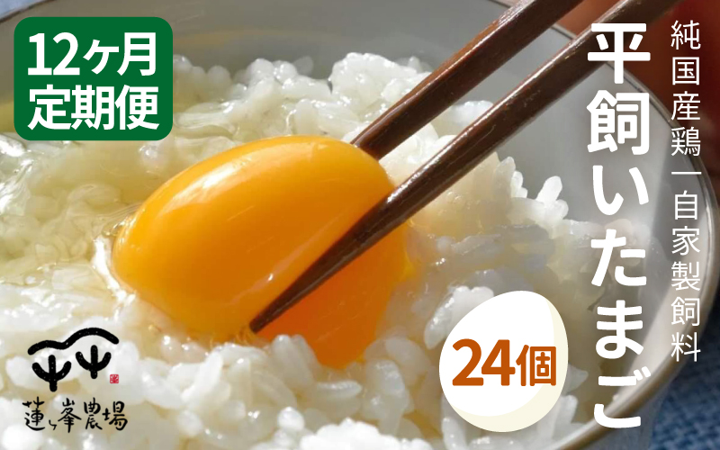 【定期便】 平飼いたまご 24個×12ヶ月間 【 卵定期便 たまご定期便 平飼い卵 非遺伝子組み換え 自家配合 たまご タマゴ 平飼い 卵 国産 純国産鶏 もみじの平飼い卵 京都奥丹波 綾部 京都 蓮ヶ峯農場 】 