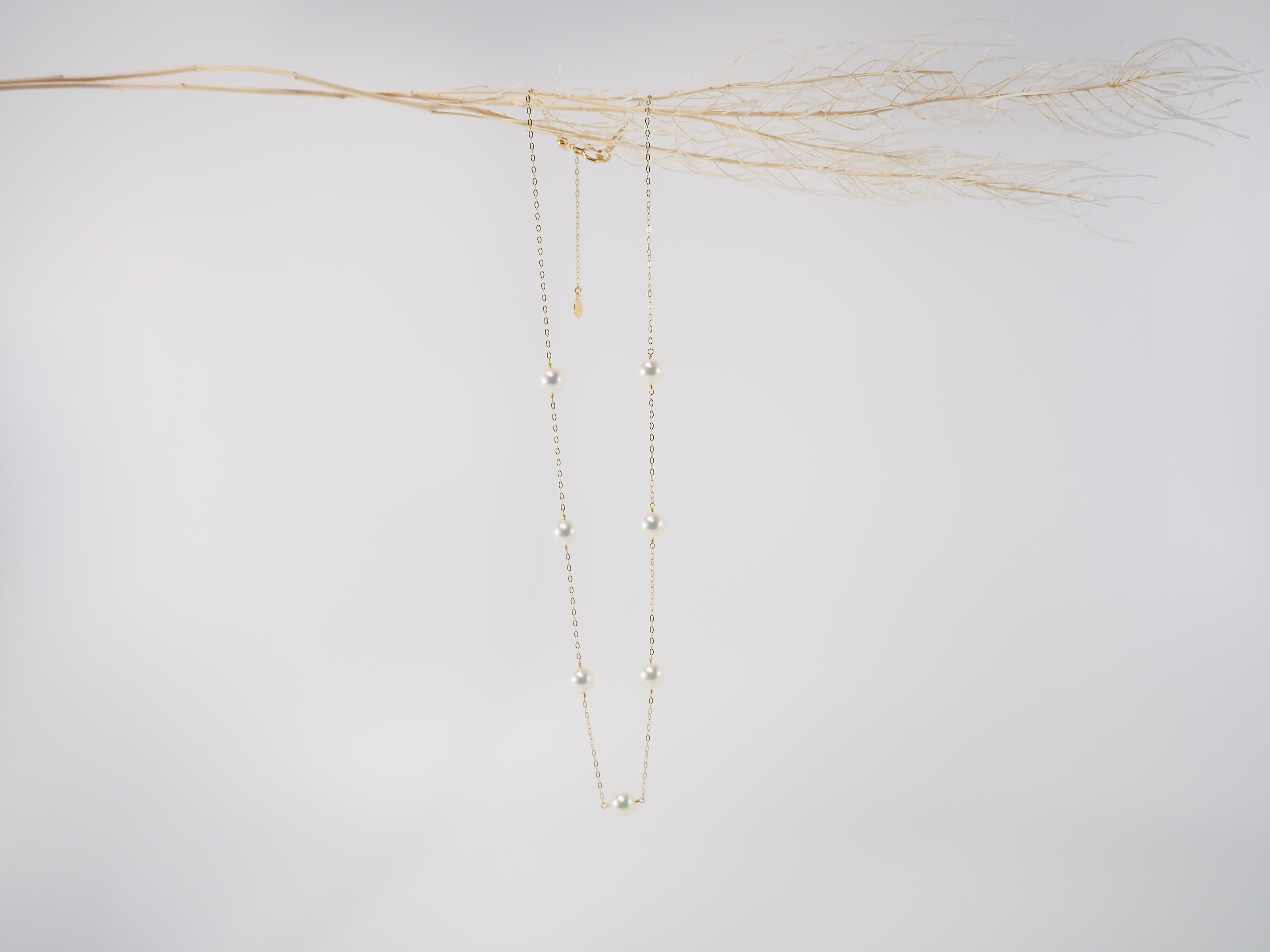 K18 あこや真珠ステーションネックレス（全長45cm）