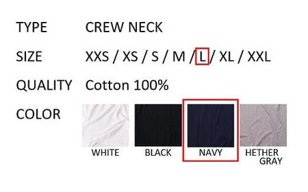 【Lサイズ】 EIJI T－SHIRT クルーネック ネイビー _SM15-5 