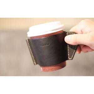 【minca】栃木レザーのカップスリーブSサイズ 自宅、オフィス、キャンプシーンでのカフェタイムに/ブラック　660【日用品 人気 おすすめ 】