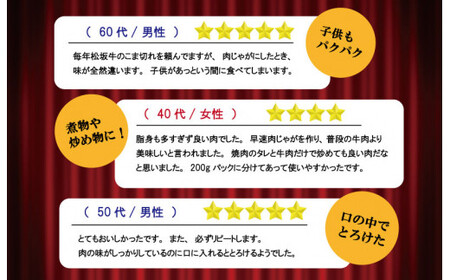 家庭用 松阪牛 小間切れ 200g×7P　SS2