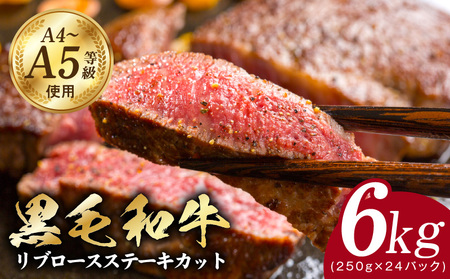 A5/A4ランク 黒毛和牛 リブロースステーキカット 合計6kg（250g×24P） 極味付け肉
