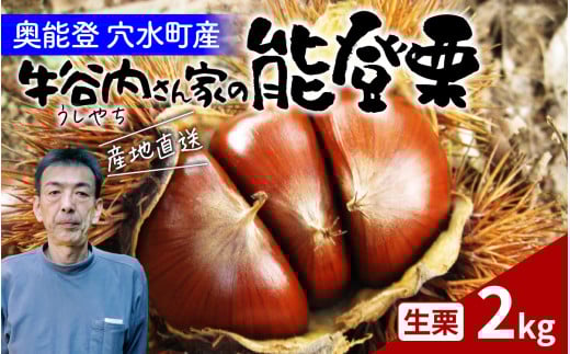 【先行予約】牛谷内農園の能登栗 2kg ～低温熟成させたあま～い能登栗～【2025年9月中旬より順次発送】/ 能登半島 奥能登 くり 生栗 マロン 和栗 焼き栗 栗ごはん 焼き栗 国産 果物