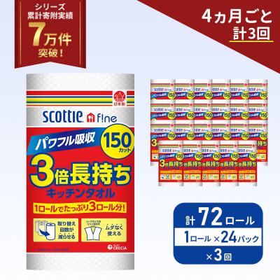 ふるさと納税 岩沼市 定期便 キッチンペーパー  キッチンタオル スコッティ《計3回》[No.5704-1100]