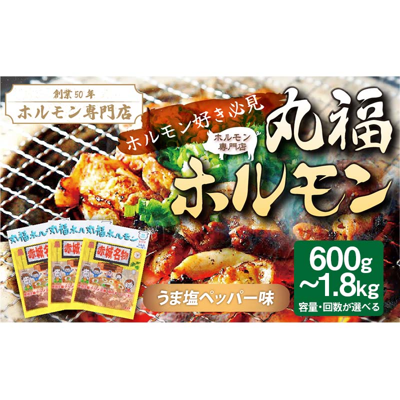 【ふるさと納税】 【創業50年のホルモン専門店】 焼くだけ簡単「丸福ホルモン (うま塩ペッパー味)」 容量・回数が選べる 豚ホルモン 豚肉 焼肉 BBQ ガツナンコツ レバー 白モツ 大トロ ちょい飲み 味付き 冷凍便 F4H-0494var