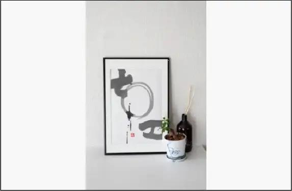 福岡市ゆかりの墨象作品《淡環》原画（A3額装）／「風と街と、心のかたち」シリーズより